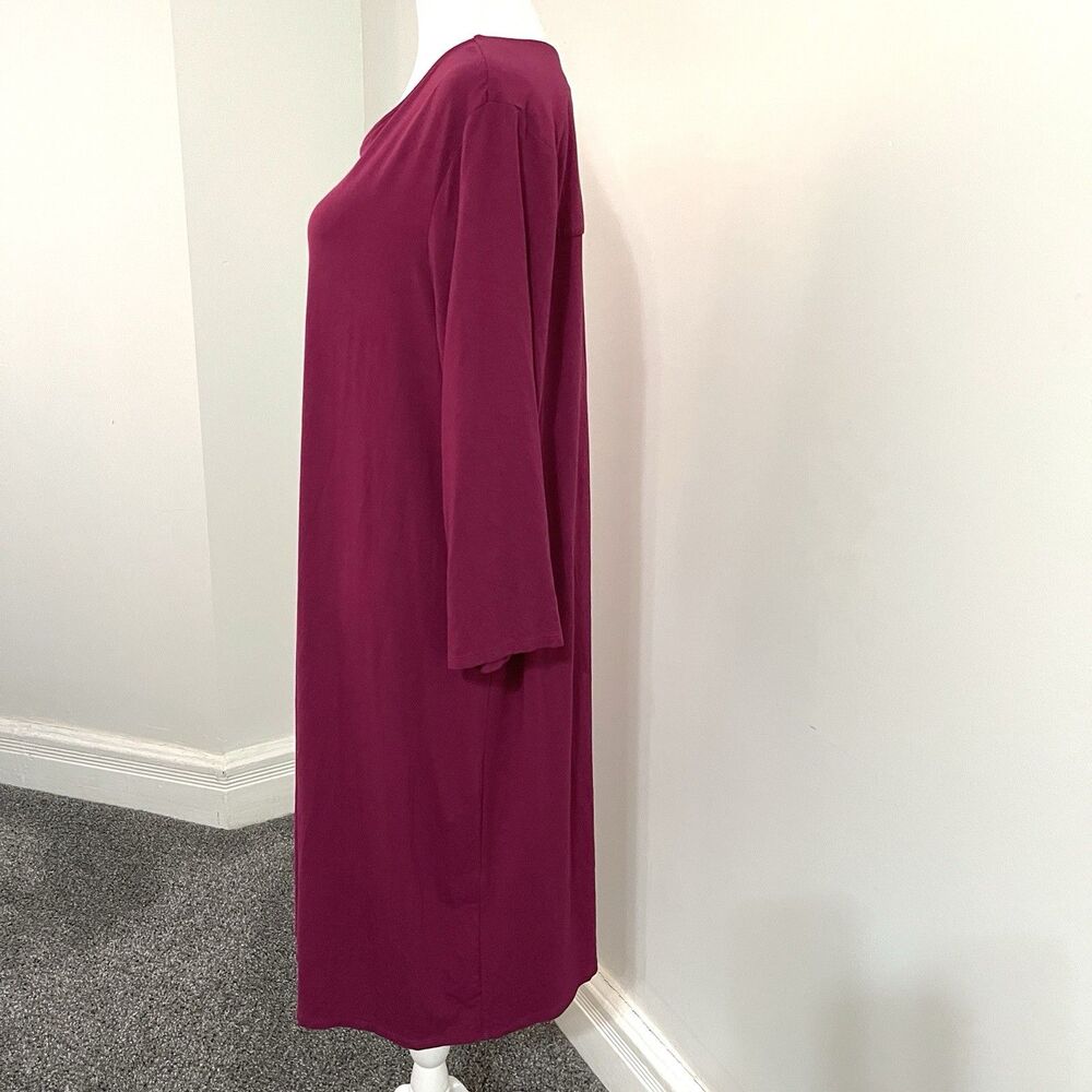 J JILL Wearever Dress Womens XL Key Hole Button Back Stretch Knit Berry - Picture 2 of 11